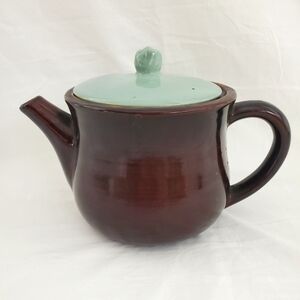 Vintage Red Wing Green Lid Brown Teapot Coffee Pot